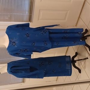 2/$50 Blue Floral Double Layer Dress - Fits Like XL